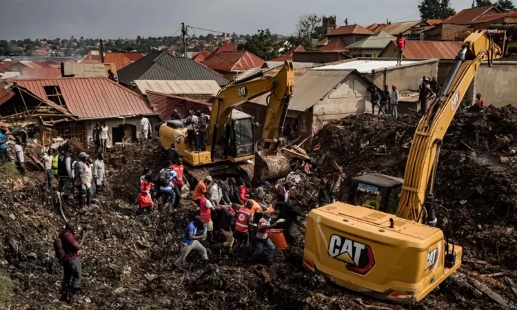 Rescue efforts underway at Kiteezi landfill. Photo Credit AFP